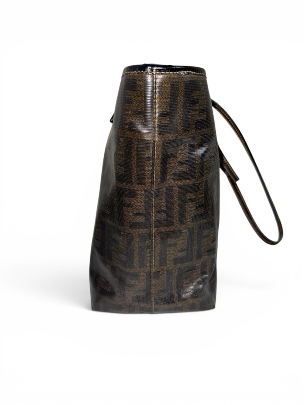 FENDI FF Brown Zucca Pattern Shoulder Tote - Picture 4 of 12